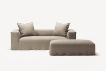 NOMAD - 2 Seater with Pouf - Pure Linen Sandy Beige