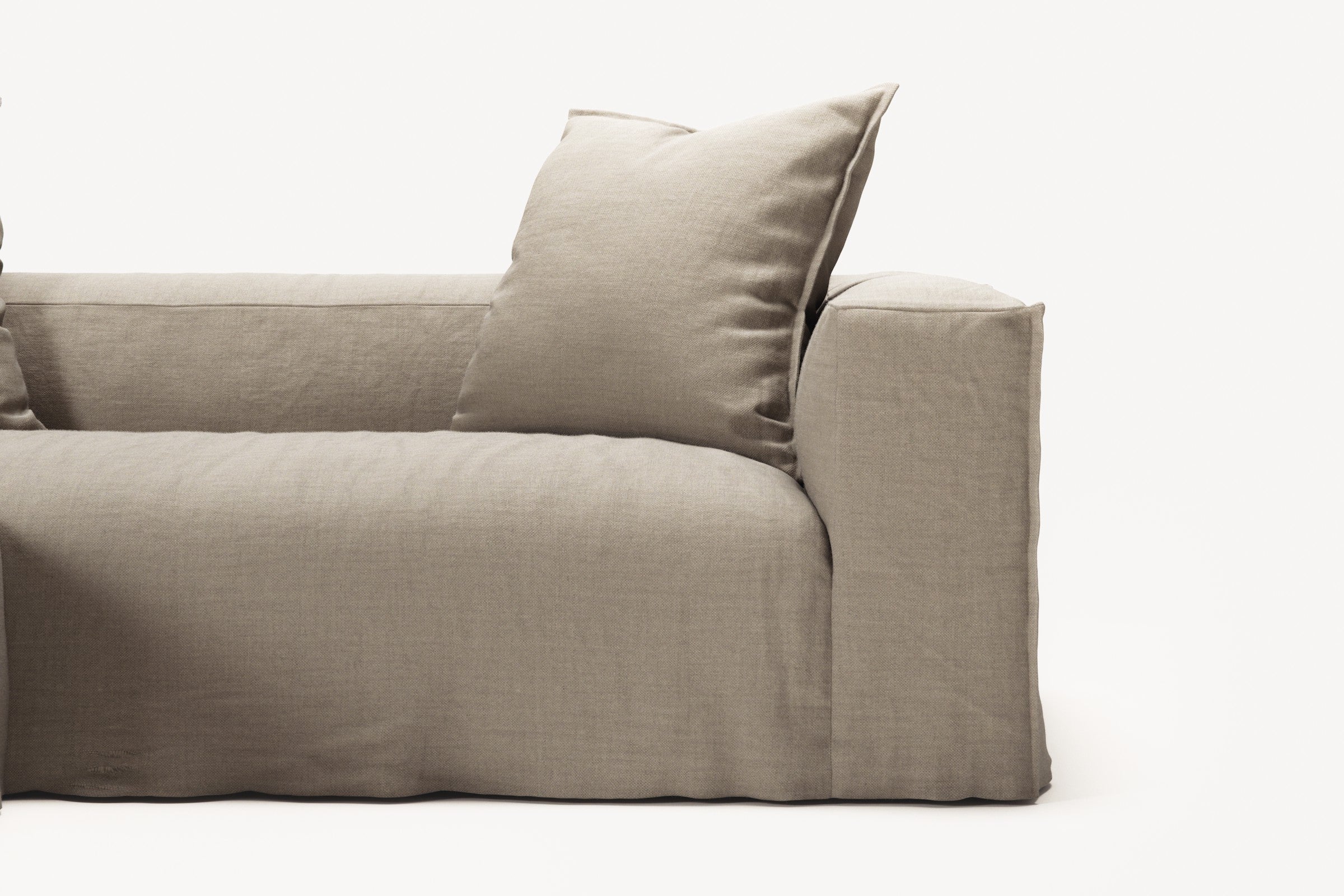 NOMAD - 2 Seater with Pouf - Pure Linen Sandy Beige