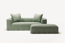 NOMAD - 2 Seater with Pouf - Pure Linen Vivid Green