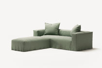 NOMAD - 2 Seater with Pouf - Pure Linen Vivid Green