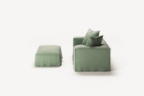 NOMAD - 2 Seater with Pouf - Pure Linen Vivid Green