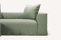 NOMAD - 2 Seater with Pouf - Pure Linen Vivid Green
