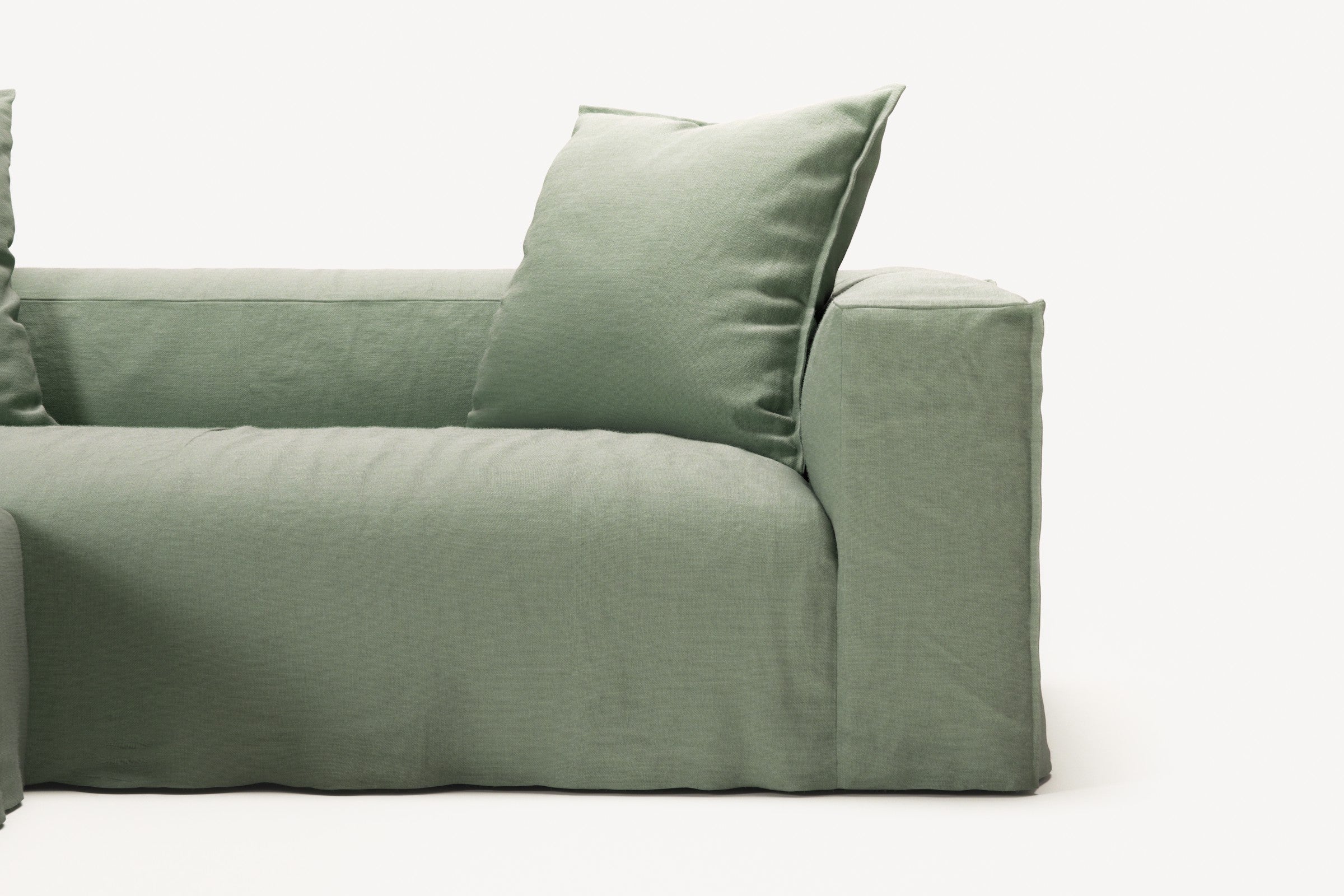 NOMAD - 2 Seater with Pouf - Pure Linen Vivid Green