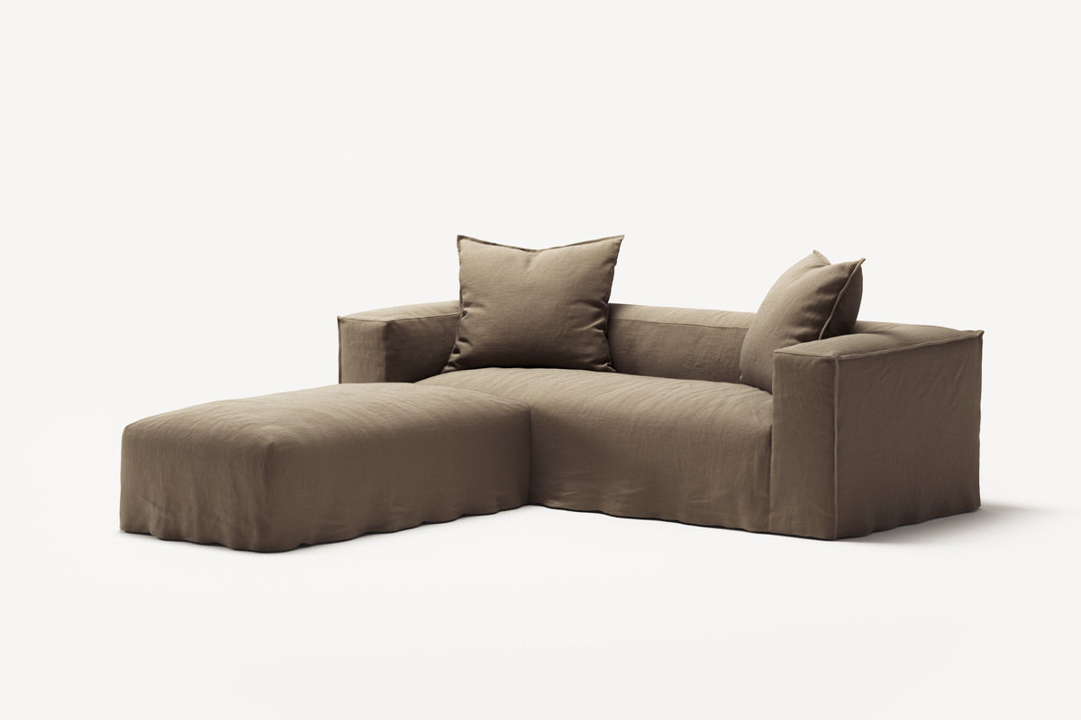 NOMAD - 2 Seater with Pouf - Pure Linen Natural