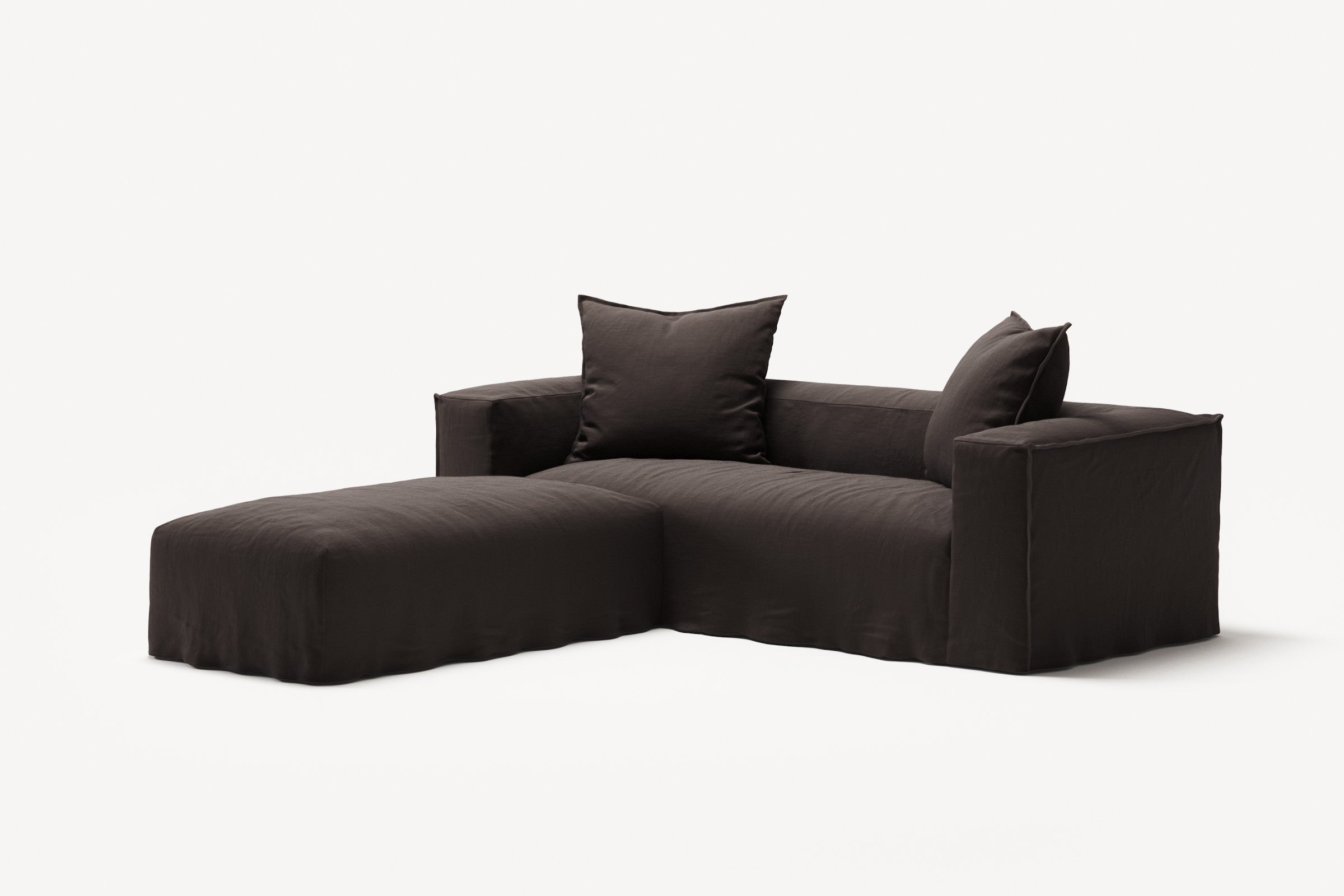 NOMAD - 2 Seater with Pouf - Pure Linen Truffle Brown