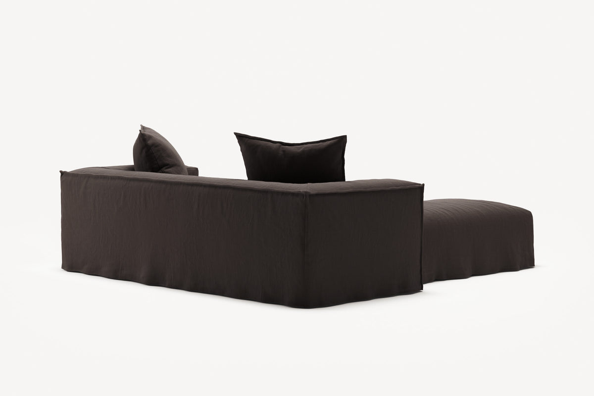 NOMAD - 2 Seater with Pouf - Pure Linen Truffle Brown