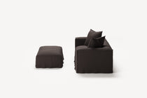 NOMAD - 2 Seater with Pouf - Pure Linen Truffle Brown