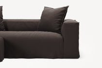 NOMAD - 2 Seater with Pouf - Pure Linen Truffle Brown