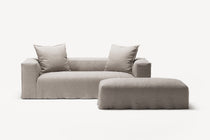 NOMAD - 2 Seater with Pouf - Textured Blend Beige