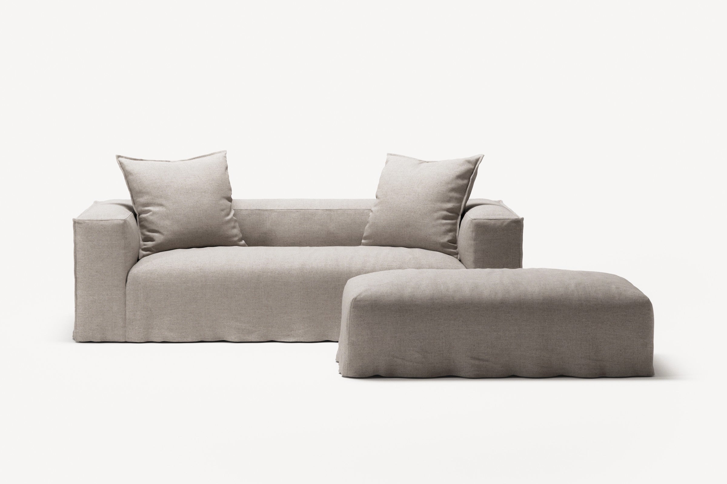 NOMAD - 2 Seater with Pouf - Textured Blend Beige