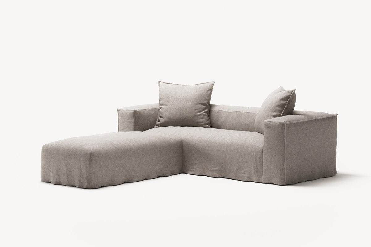 NOMAD - 2 Seater with Pouf - Textured Blend Beige