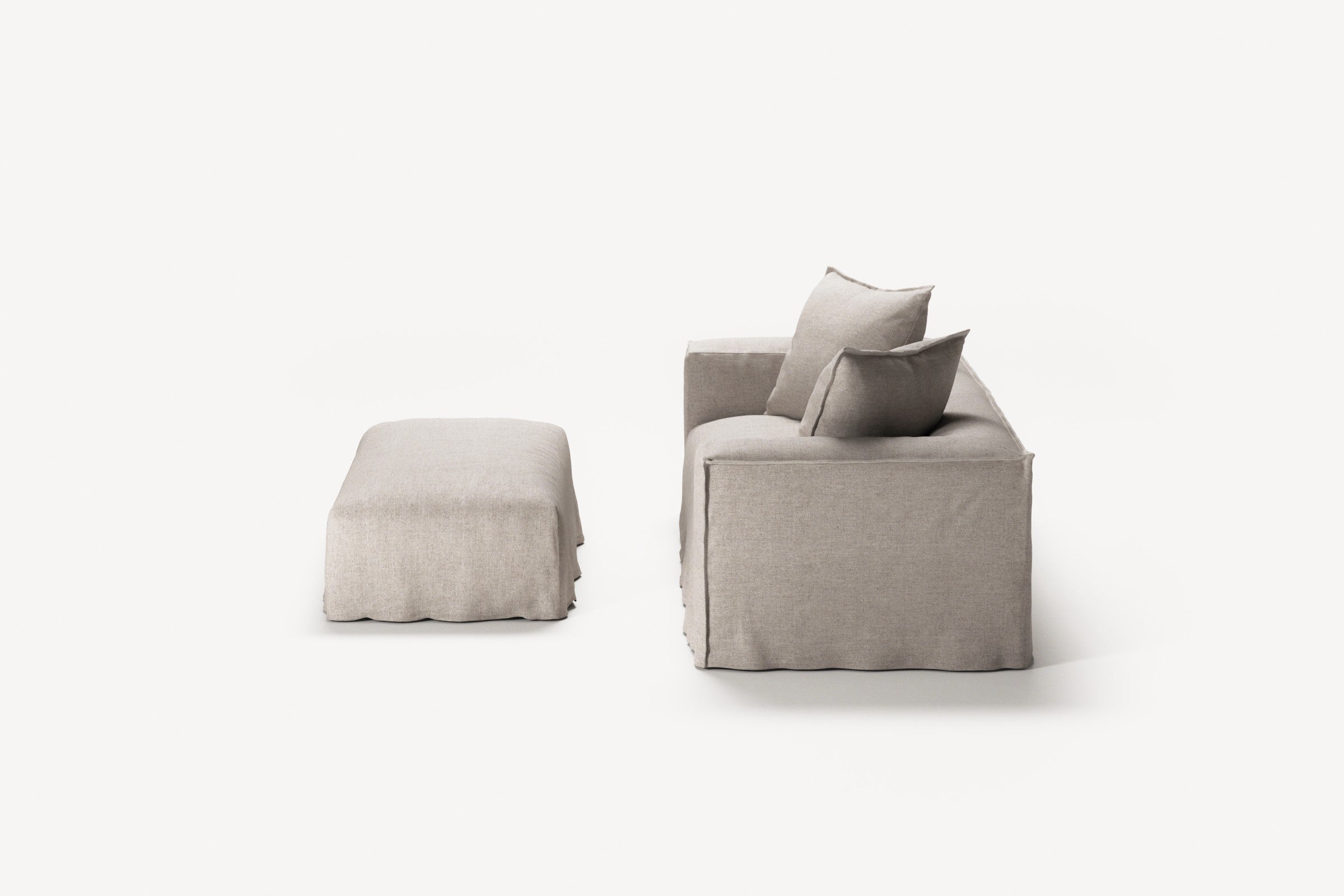 NOMAD - 2 Seater with Pouf - Textured Blend Beige