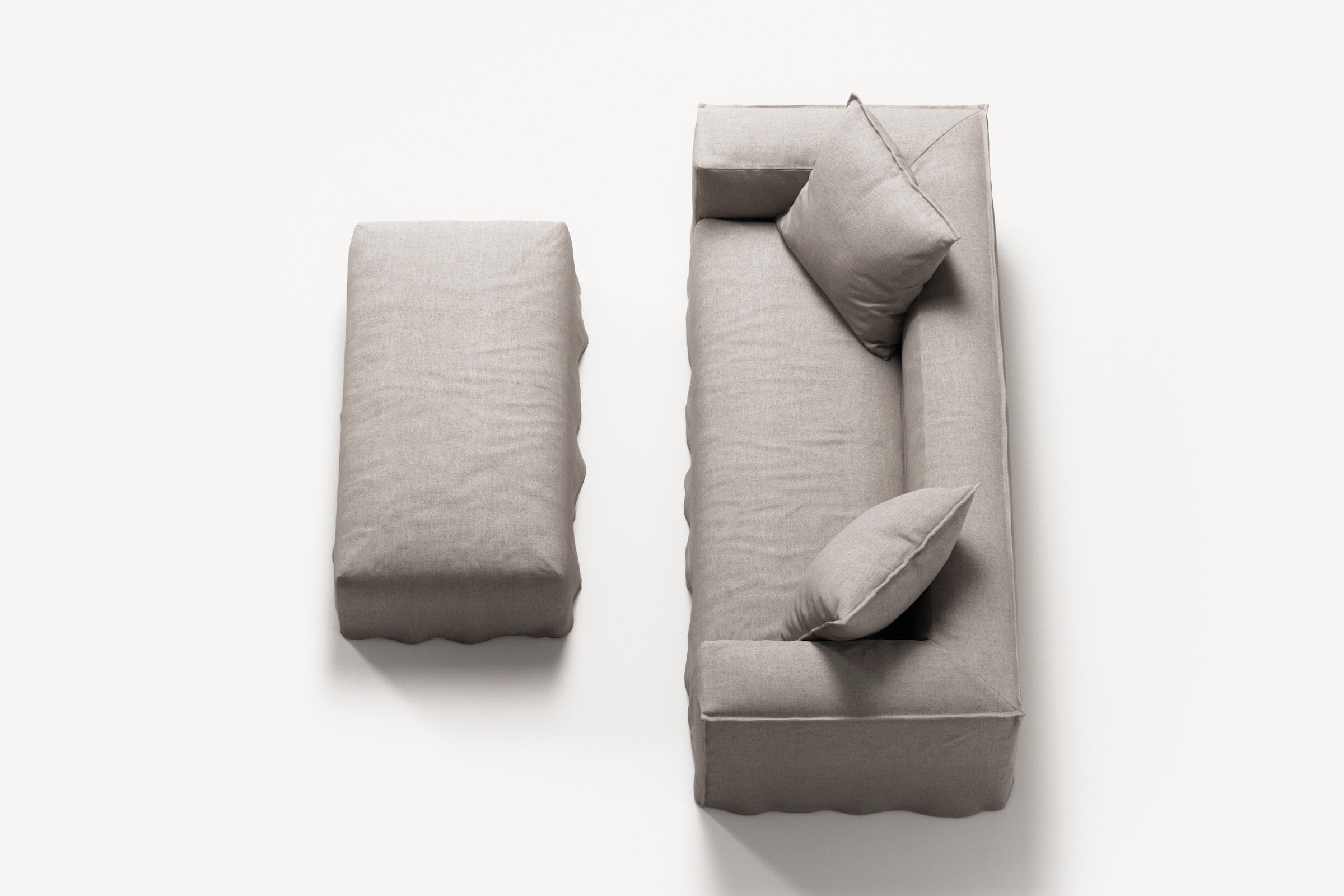 NOMAD - 2 Seater with Pouf - Textured Blend Beige