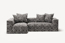 NOMAD - 3 Seater with Chaise Lounge - Left - Chenille Jacquard Zebra Black White