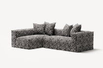 NOMAD - 3 Seater with Chaise Lounge - Left - Chenille Jacquard Zebra Black White