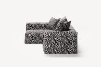 NOMAD - 3 Seater with Chaise Lounge - Left - Chenille Jacquard Zebra Black White