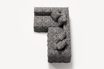 NOMAD - 3 Seater with Chaise Lounge - Left - Chenille Jacquard Zebra Black White