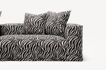 NOMAD - 3 Seater with Chaise Lounge - Left - Chenille Jacquard Zebra Black White