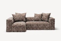 NOMAD - 3 Seater with Chaise Lounge - Left - Chenille Jacquard Zebra Brown White