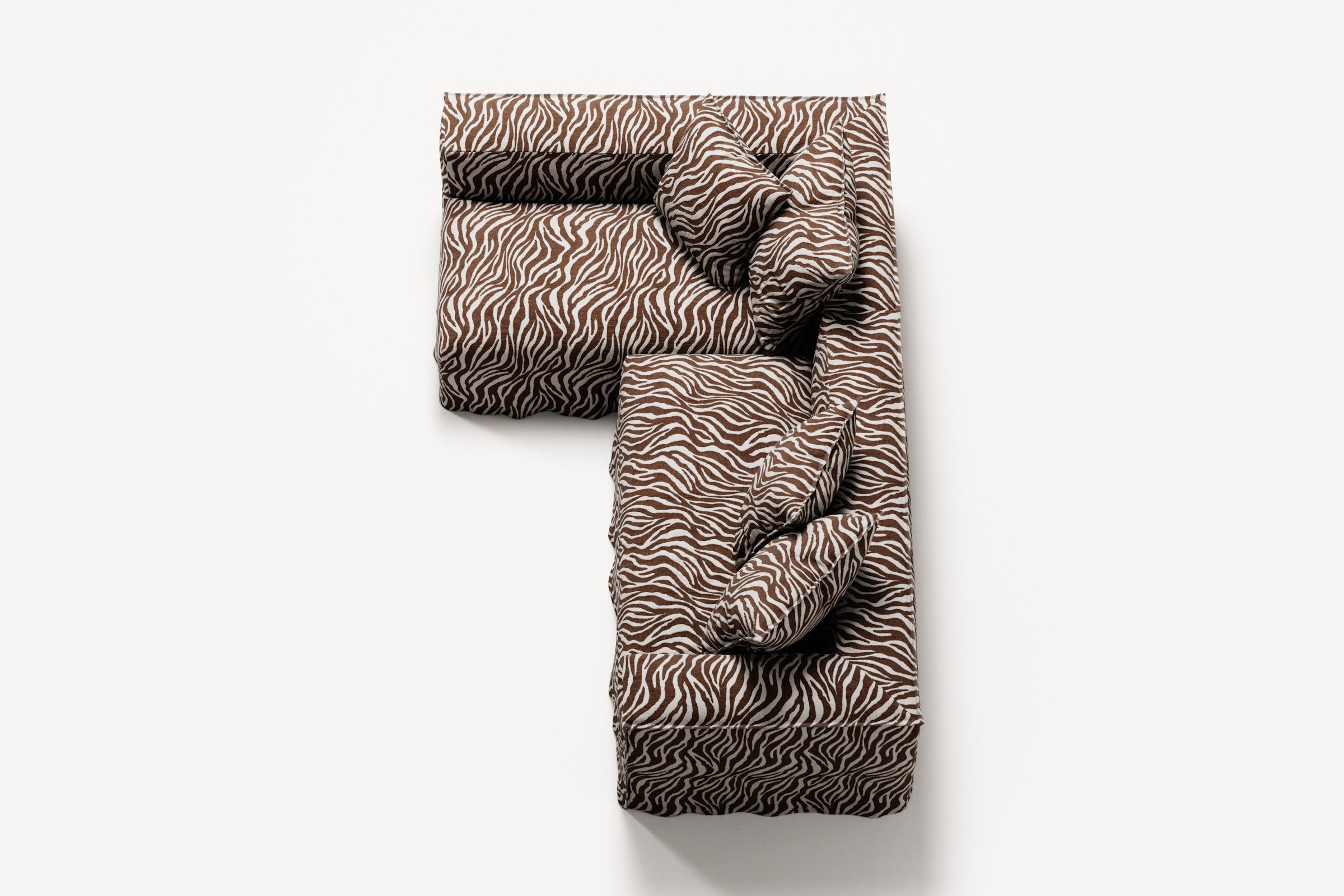 NOMAD - 3 Seater with Chaise Lounge - Left - Chenille Jacquard Zebra Brown White