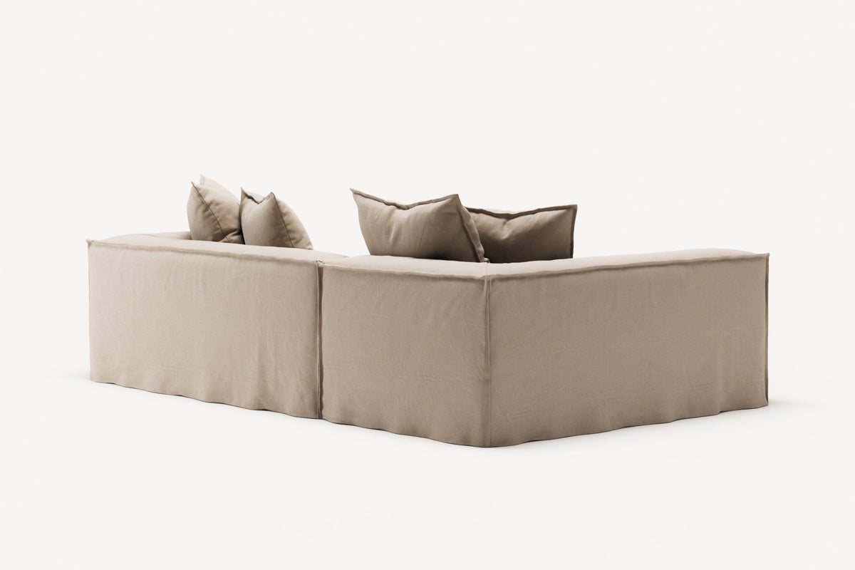 NOMAD - 3 Seater with Chaise Lounge - Left - Brushed Cotton Sandy Beige