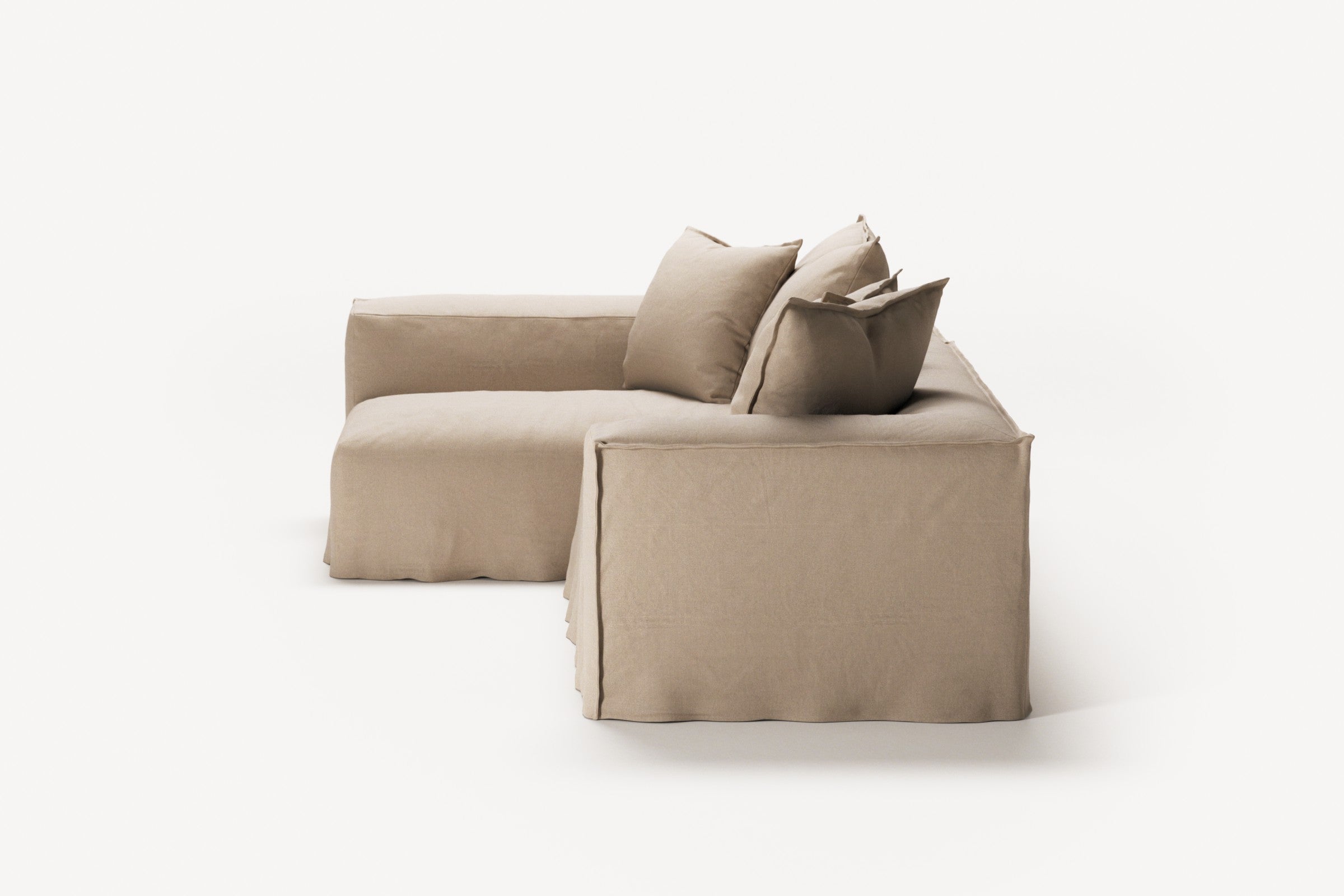 NOMAD - 3 Seater with Chaise Lounge - Left - Brushed Cotton Sandy Beige