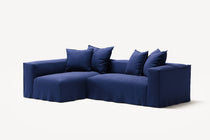 NOMAD - 3 Seater with Chaise Lounge - Left - Brushed Cotton Dark Blue