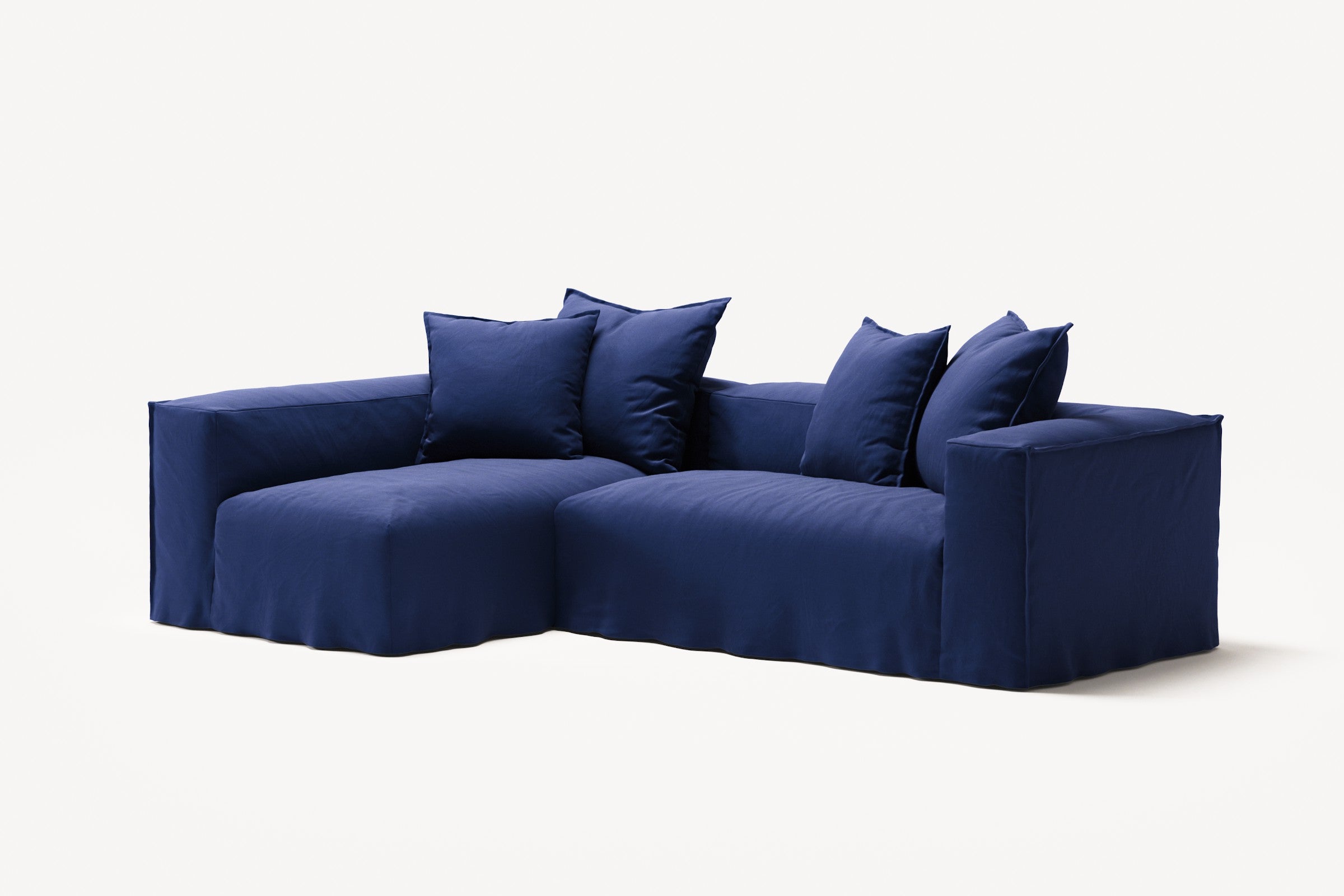 NOMAD - 3 Seater with Chaise Lounge - Left - Brushed Cotton Dark Blue