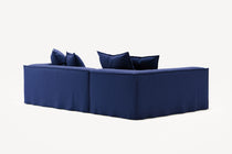 NOMAD - 3 Seater with Chaise Lounge - Left - Brushed Cotton Dark Blue