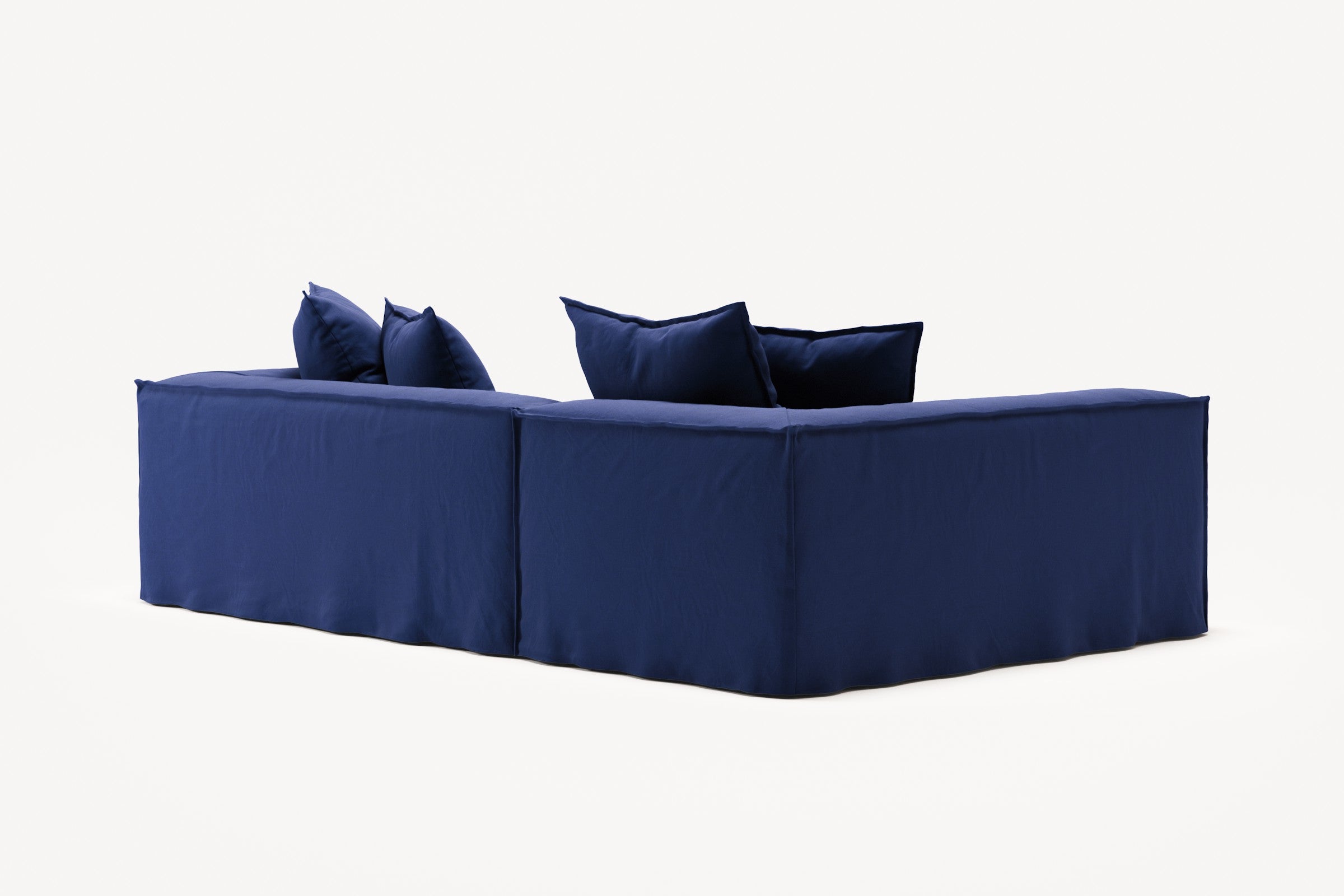 NOMAD - 3 Seater with Chaise Lounge - Left - Brushed Cotton Dark Blue