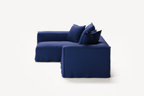 NOMAD - 3 Seater with Chaise Lounge - Left - Brushed Cotton Dark Blue