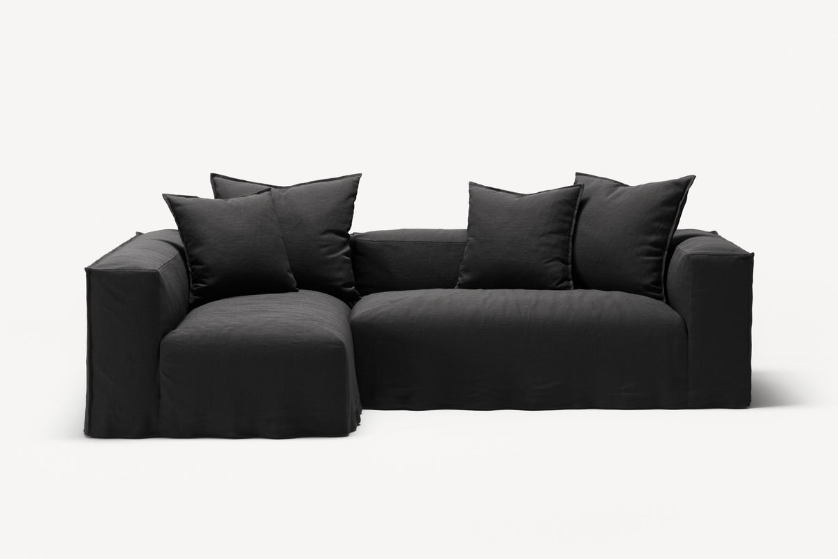 NOMAD - 3 Seater with Chaise Lounge - Left - Pure Linen Dark Charcoal