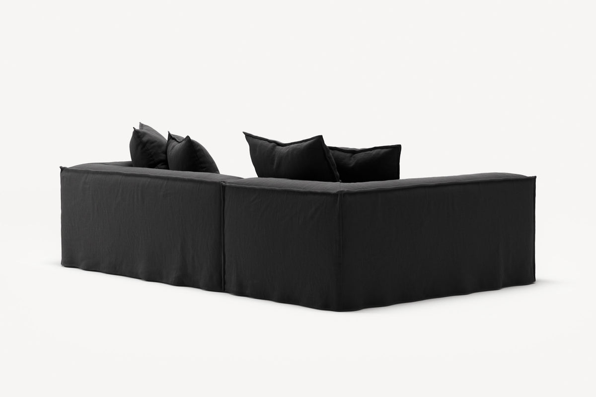 NOMAD - 3 Seater with Chaise Lounge - Left - Pure Linen Dark Charcoal