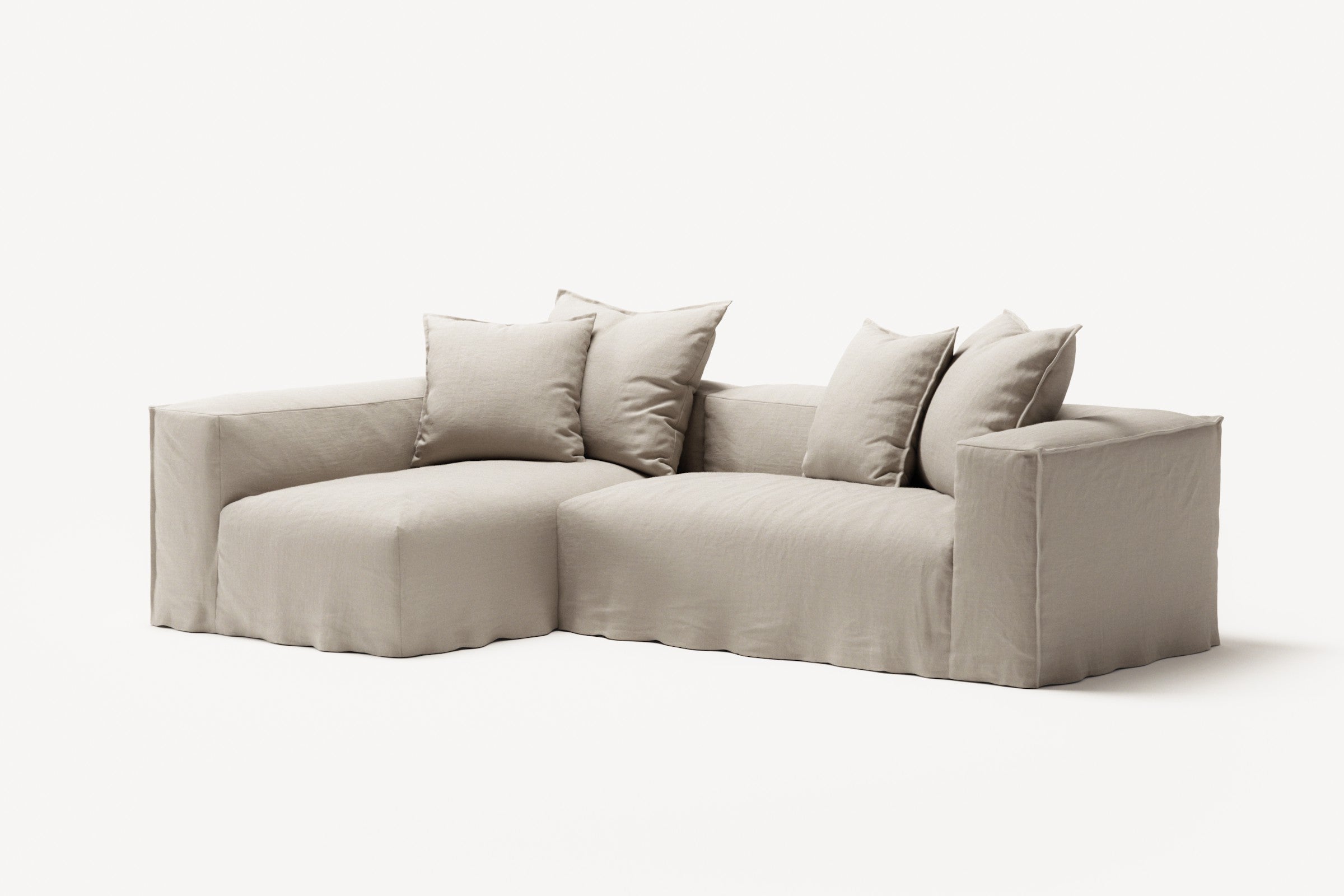 NOMAD - 3 Seater with Chaise Lounge - Left - Pure Linen Off-White
