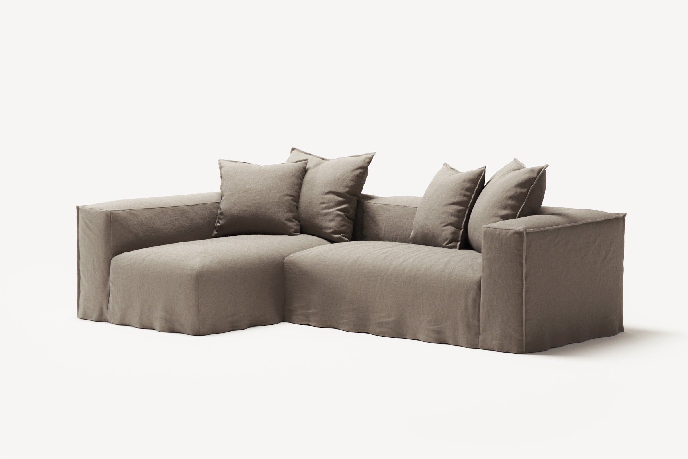 NOMAD - 3 Seater with Chaise Lounge - Left - Pure Linen Pale Gray