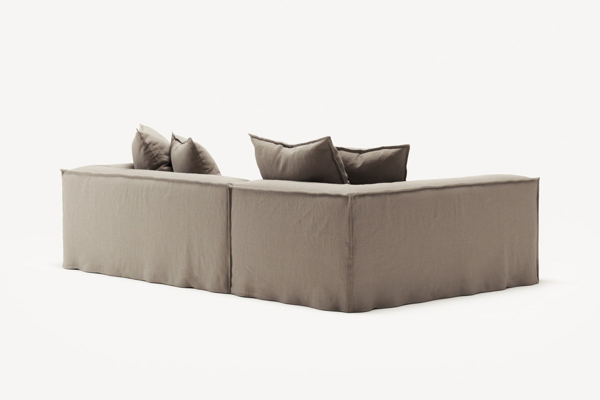 NOMAD - 3 Seater with Chaise Lounge - Left - Pure Linen Pale Gray