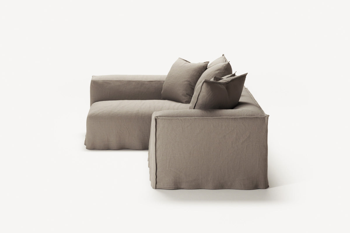 NOMAD - 3 Seater with Chaise Lounge - Left - Pure Linen Pale Gray