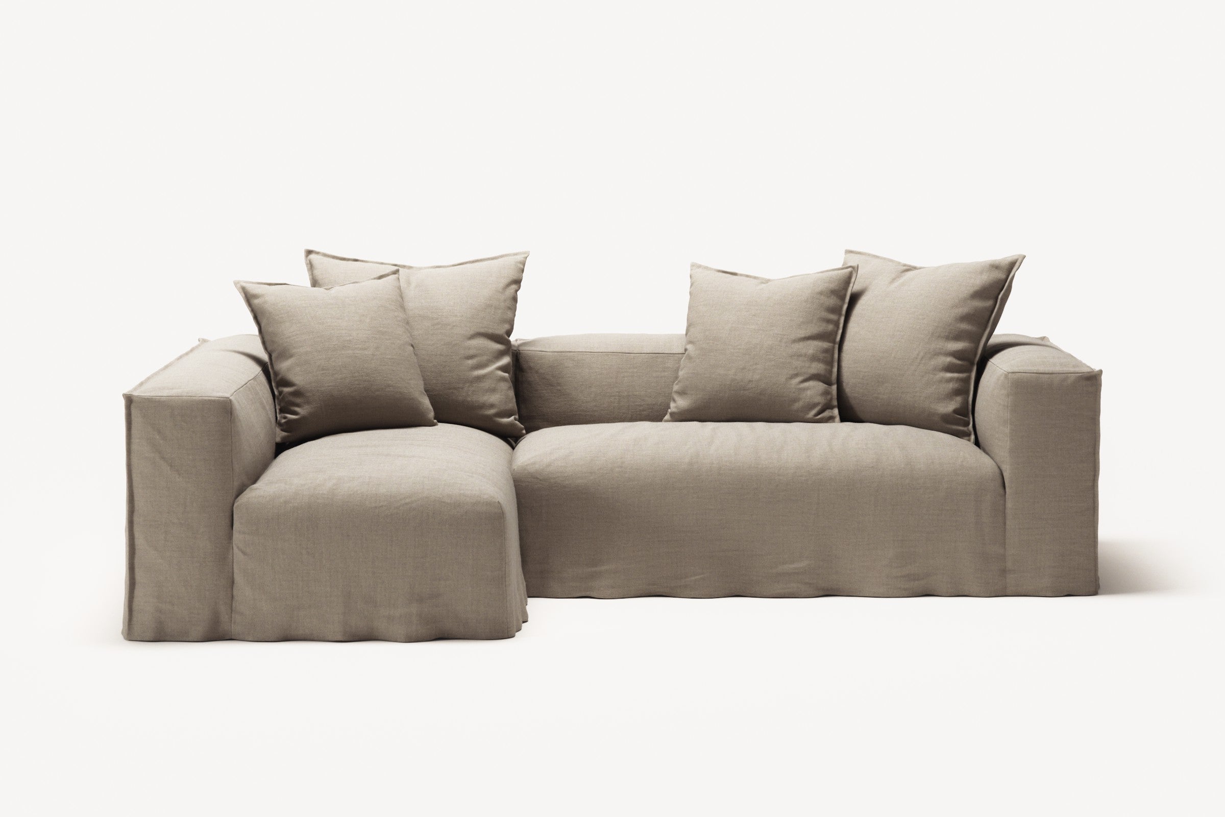 NOMAD - 3 Seater with Chaise Lounge - Left - Pure Linen Sandy Beige