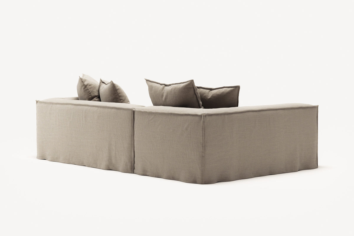 NOMAD - 3 Seater with Chaise Lounge - Left - Pure Linen Sandy Beige
