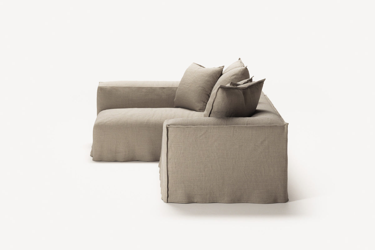 NOMAD - 3 Seater with Chaise Lounge - Left - Pure Linen Sandy Beige