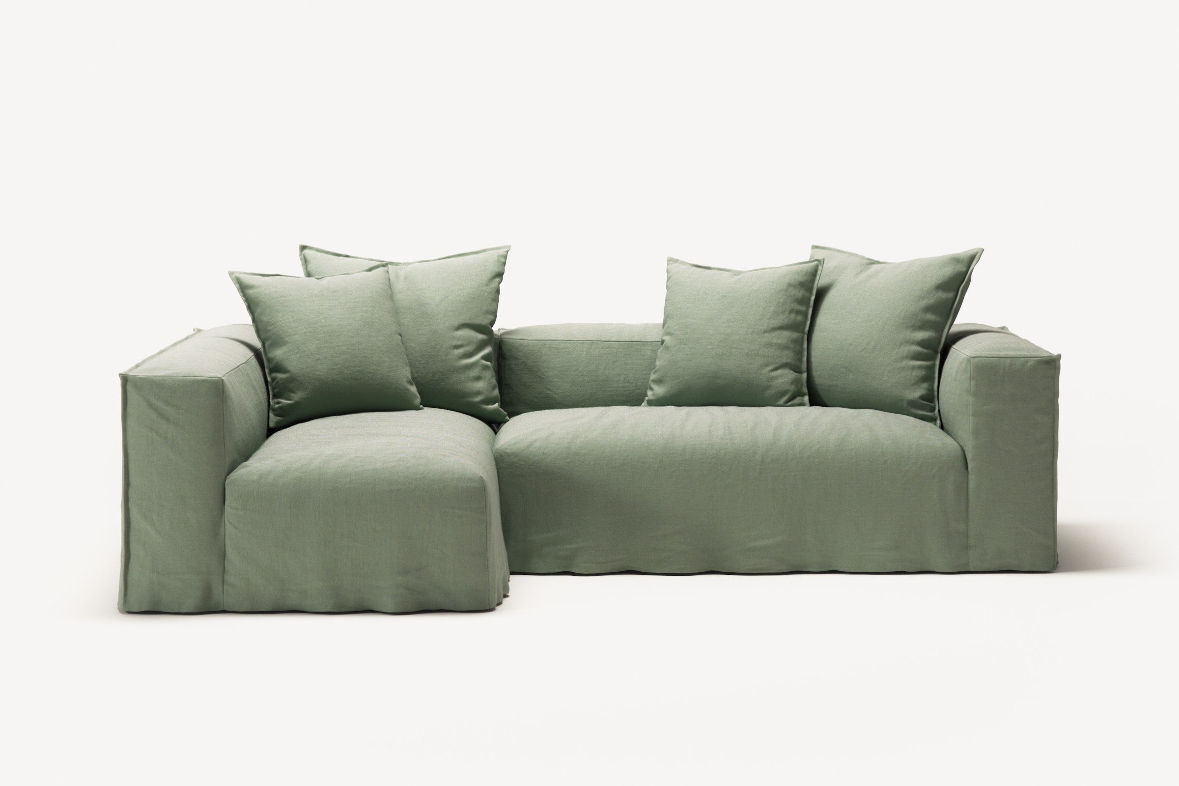 NOMAD - 3 Seater with Chaise Lounge - Left - Pure Linen Vivid Green