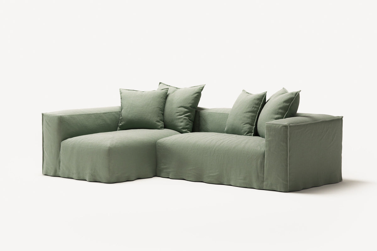 NOMAD - 3 Seater with Chaise Lounge - Left - Pure Linen Vivid Green