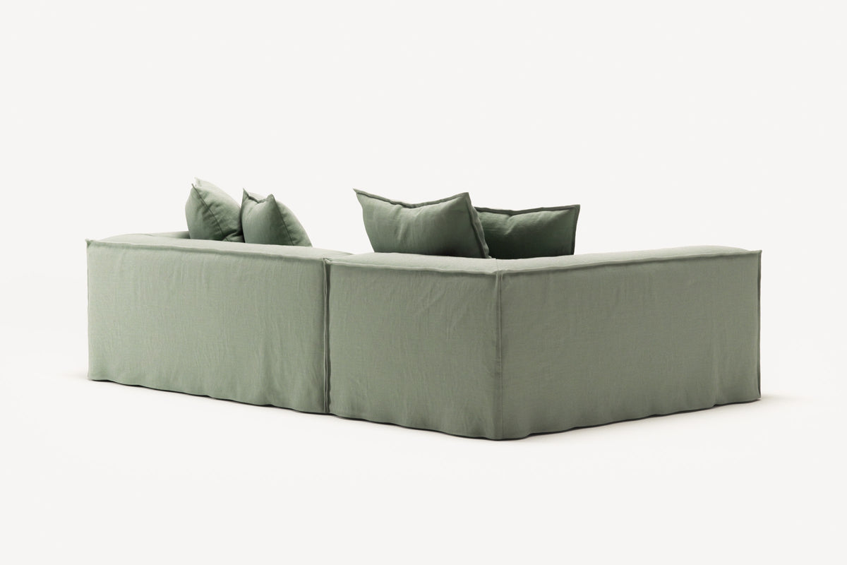 NOMAD - 3 Seater with Chaise Lounge - Left - Pure Linen Vivid Green