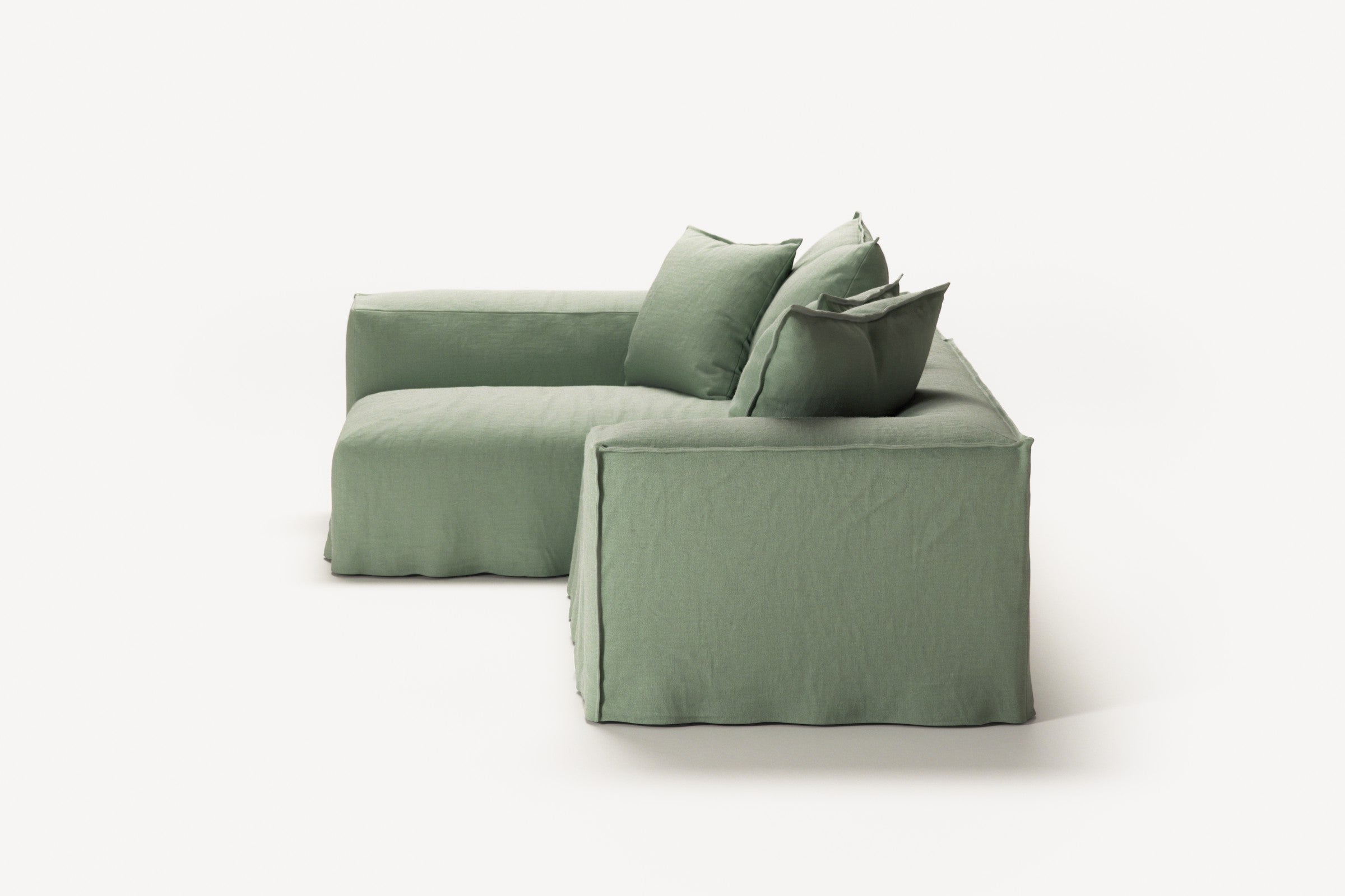 NOMAD - 3 Seater with Chaise Lounge - Left - Pure Linen Vivid Green
