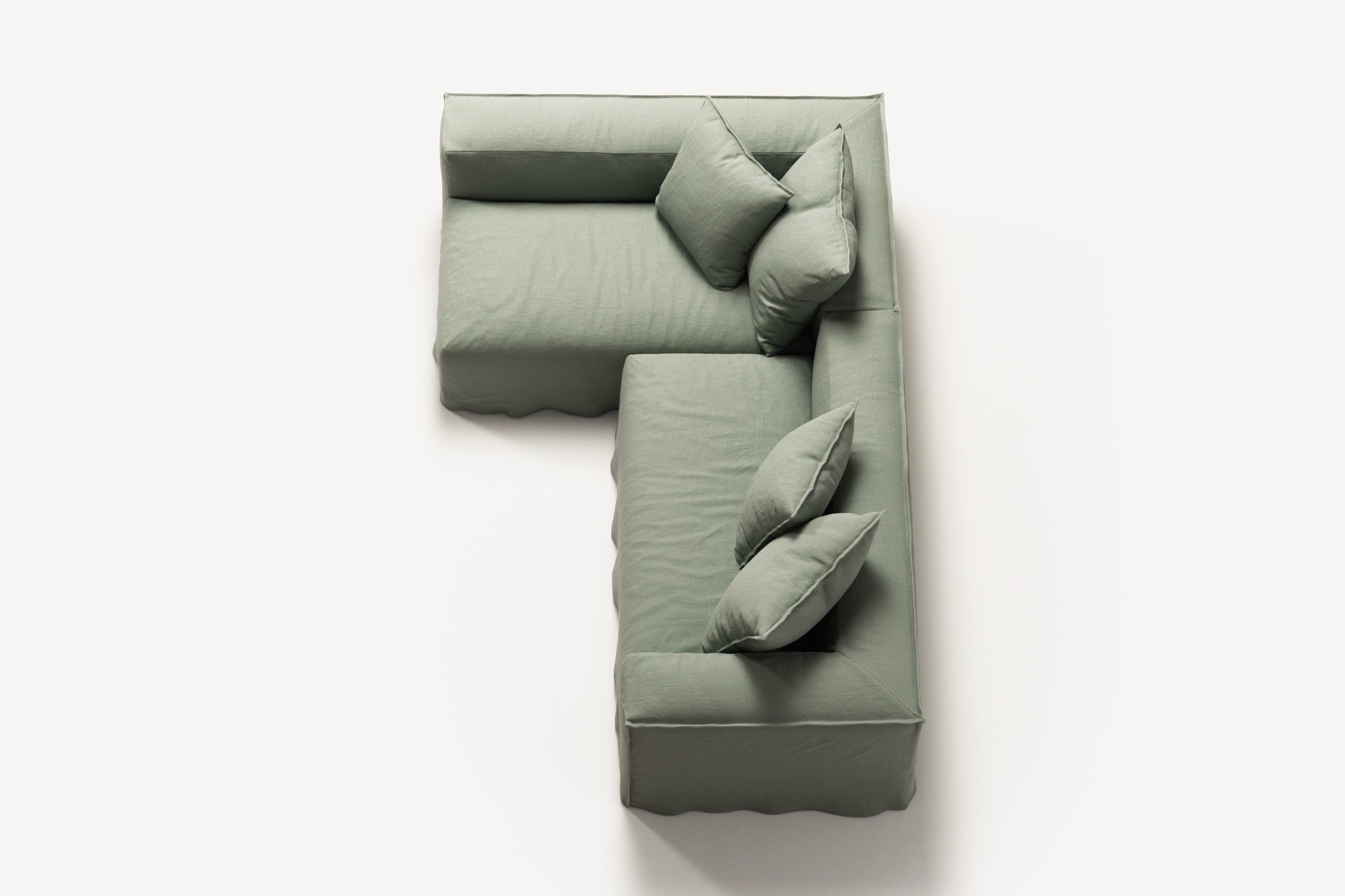 NOMAD - 3 Seater with Chaise Lounge - Left - Pure Linen Vivid Green