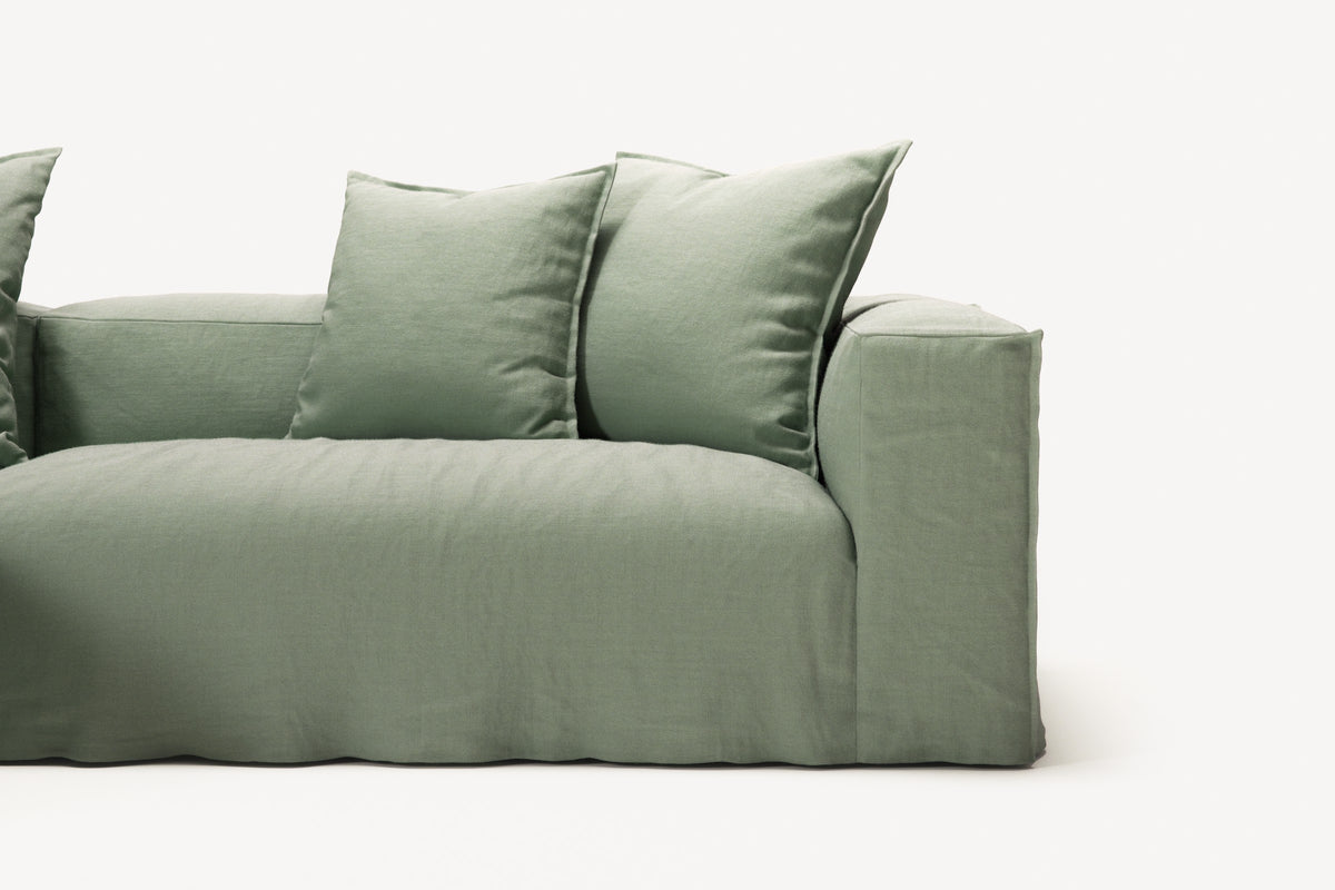 NOMAD - 3 Seater with Chaise Lounge - Left - Pure Linen Vivid Green