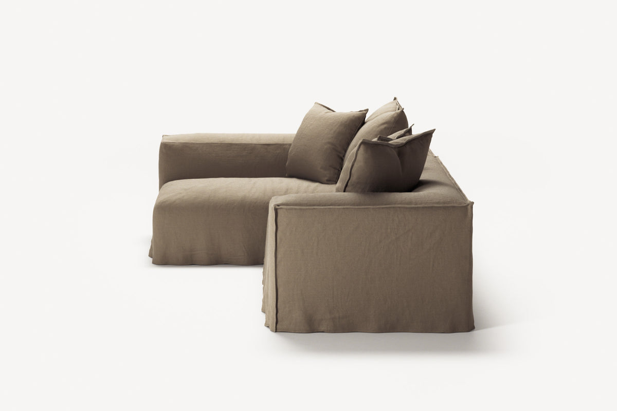 NOMAD - 3 Seater with Chaise Lounge - Left - Pure Linen Natural