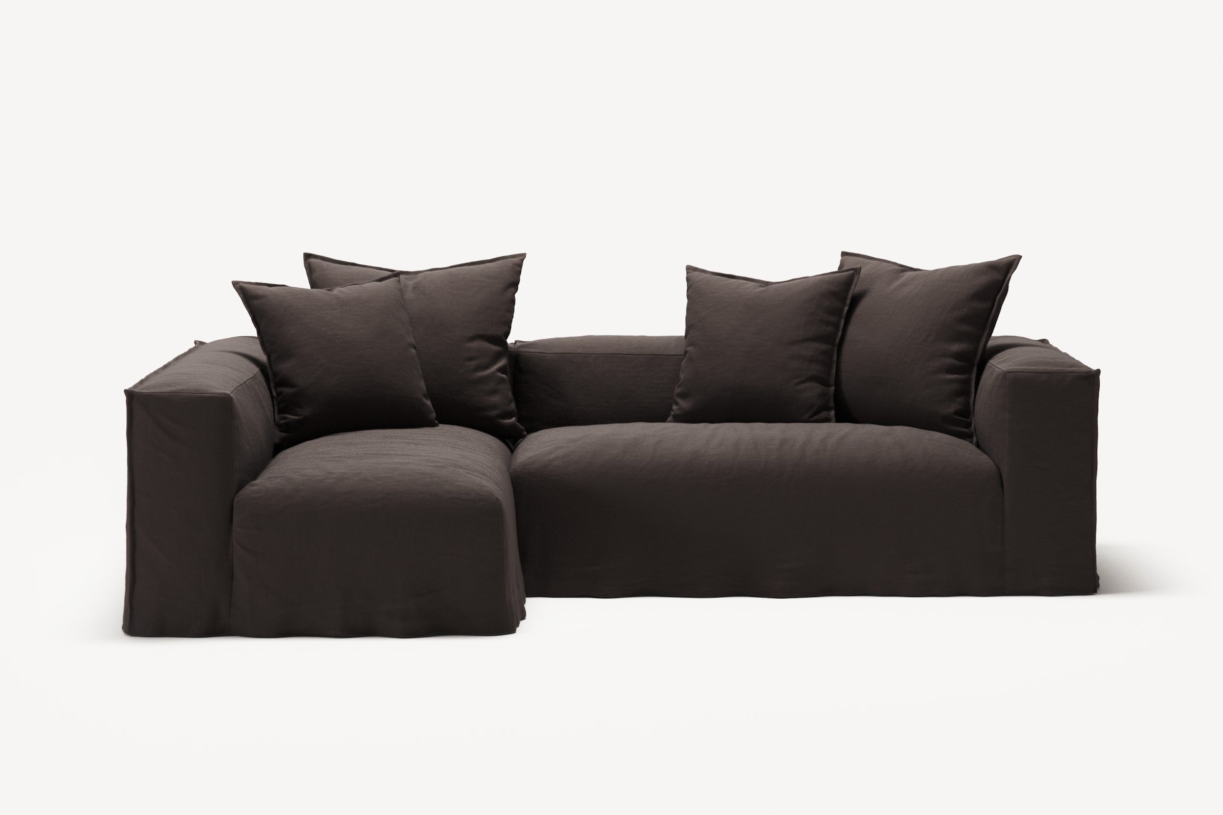 NOMAD - 3 Seater with Chaise Lounge - Left - Pure Linen Truffle Brown