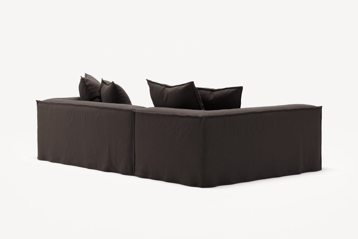 NOMAD - 3 Seater with Chaise Lounge - Left - Pure Linen Truffle Brown