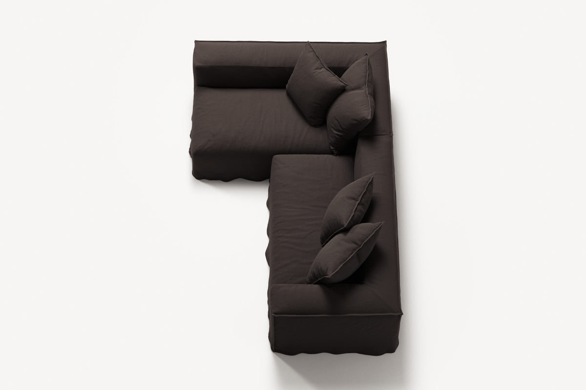 NOMAD - 3 Seater with Chaise Lounge - Left - Pure Linen Truffle Brown